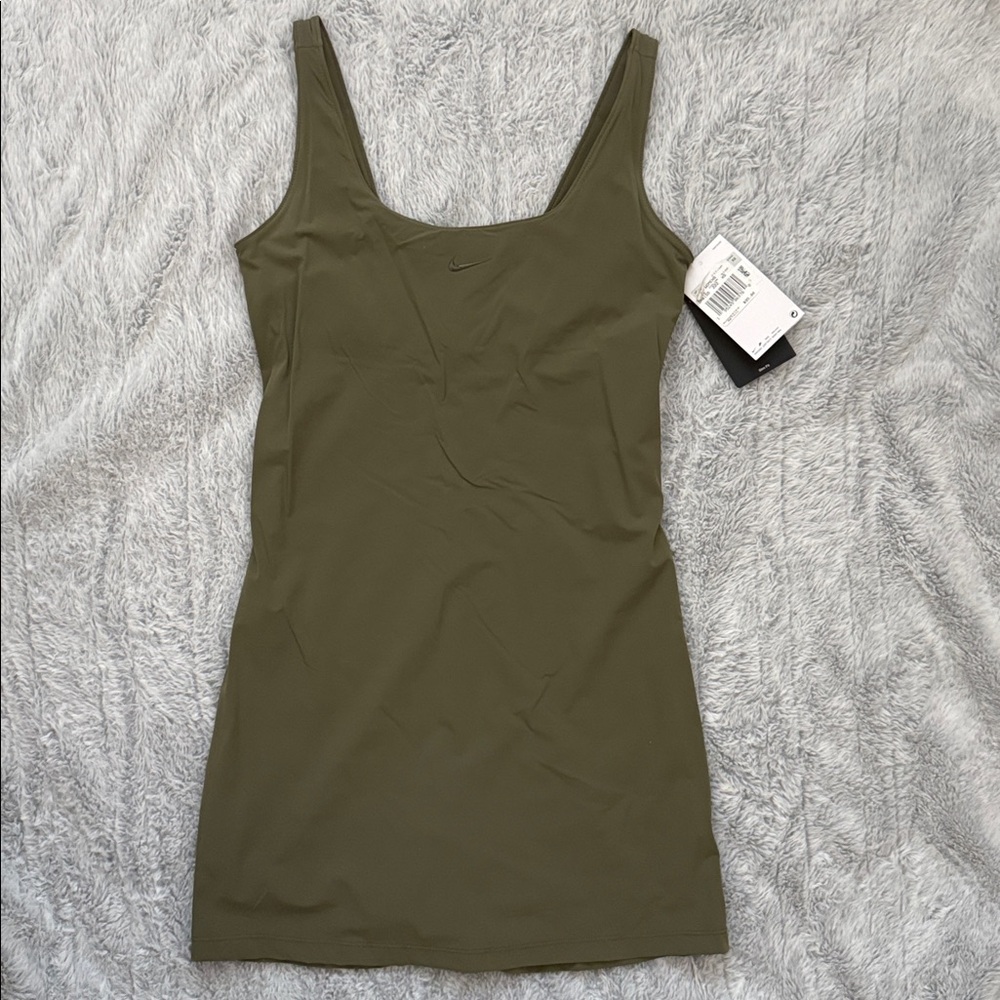 New Nike Olive Green Active Training Tank Stretch Dress XS